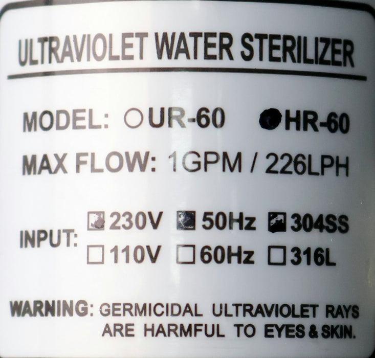 Bild des Artikels Ultraviolet-Watter-Sterilizer-HR-60-HA300-230V-50Hz-304SS-Länge-260mm-Ø-51mm