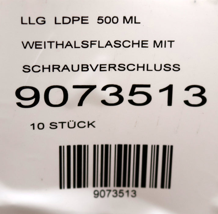 Bild des Artikels BUDDEBERG10x-500ml-LLG-Weithalsflaschen-mit-Schraubverschluss-LDPE-Nr.-9.073-513