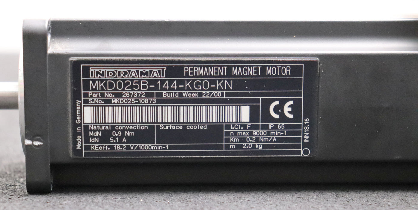 INDRAMAT Servomotor MKD025B-144-KG0-KN No. 267372 0,9Nm 5,1A IP65 nmax=9000U/min