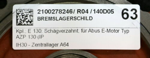 ABUS Bremslagerschild komplett AN 3606 Art.Nr 3121 E 130 schrägverzahnt für ABUS