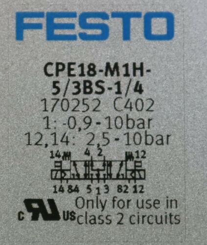 FESTO Magnetventil magnetic valve CPE18-M1H-5/3BS-1/4 Nr. 170252 1: -0,9-10bar