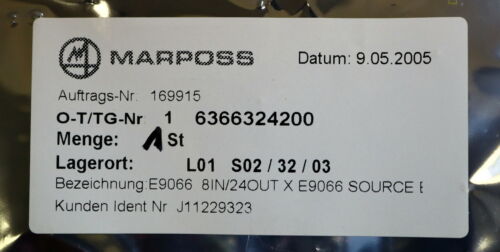 MARPOSS Steuerkarte Control board E9066 8IN724OUT X E9066 SOURCE Nr. 6266324200