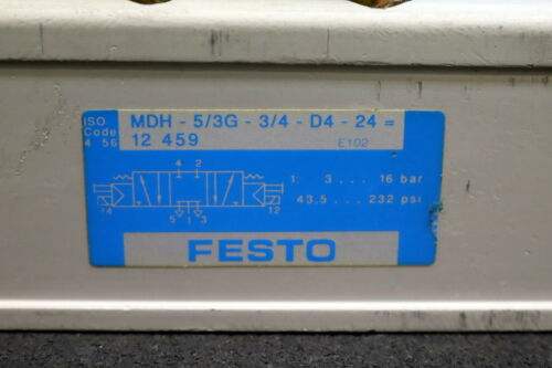 FESTO Magnetventil Solenoid Valve MDH-5/3G-3/4-D4-24DC MNR 12459 - 3-16bar