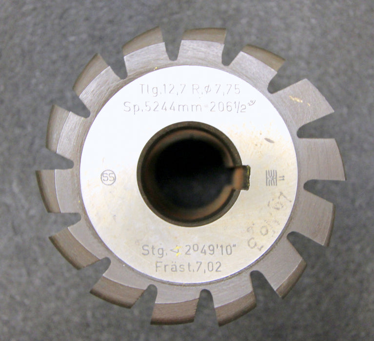 Rollkettenrad-Wälzfräser roller chain hob Teilung 12,7mm= 1/2" RollenØ 7,75mm