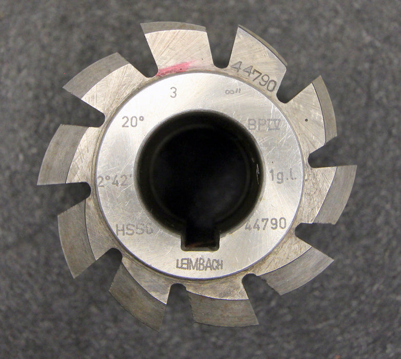 LEIMBACH Vollstahlwälzfräser gear hob m=3mm BP IV nach DIN3972 20° EGW 1gg. Li.