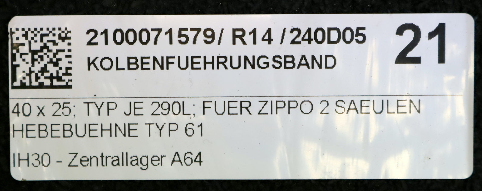 ZIPPO Kolbenführungsband für ZIPPO 6151 40x25 Typ JE 290L Best.Nr. 074 560