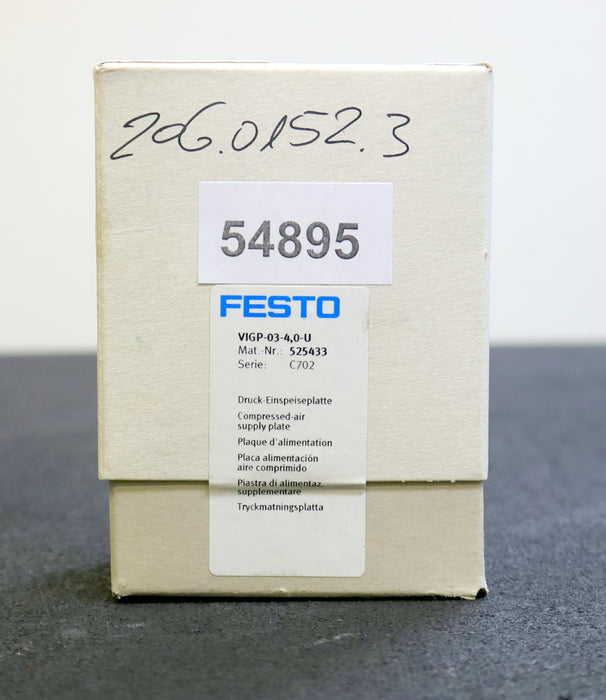 FESTO Druck-Einspeiseplatte Pressure feed plate VIGP-03-4,0-U Nr. 525433 C702