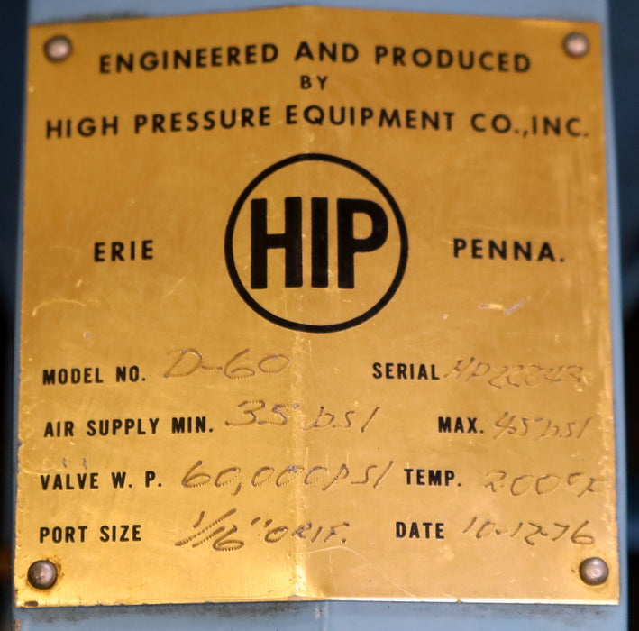 Bild des Artikels HIGH-PRESSURE-EQUIPMENT-HIP-Hochdruch-Pneumatikventil-D-60R-12HF-9R---1/16"