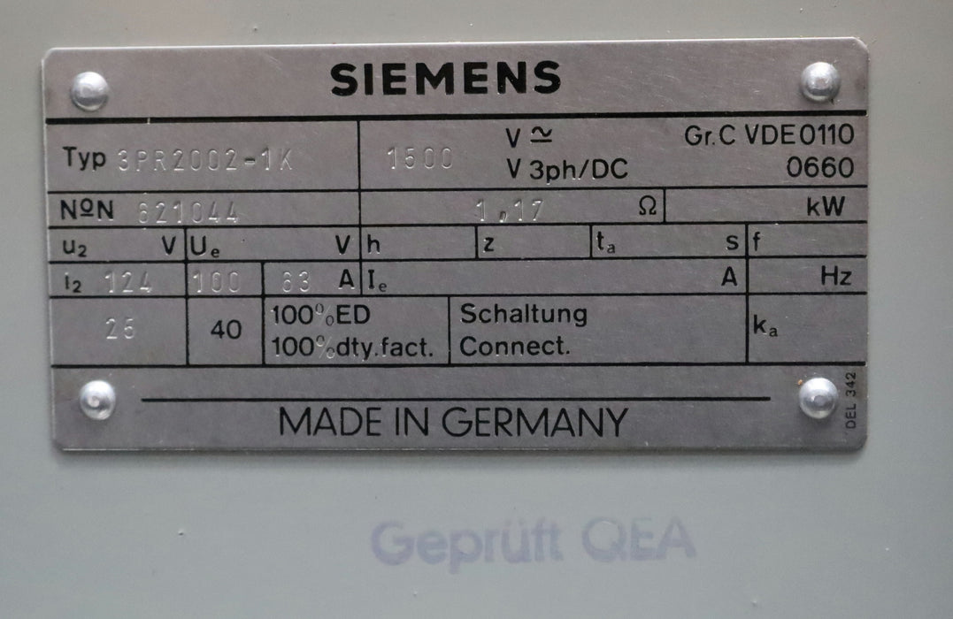 Bild des Artikels SIEMENS-Widerstandsgerät-3PR2-Typ-3PR2002-1K-1500V-1,17-Ohm-Resistor-unit