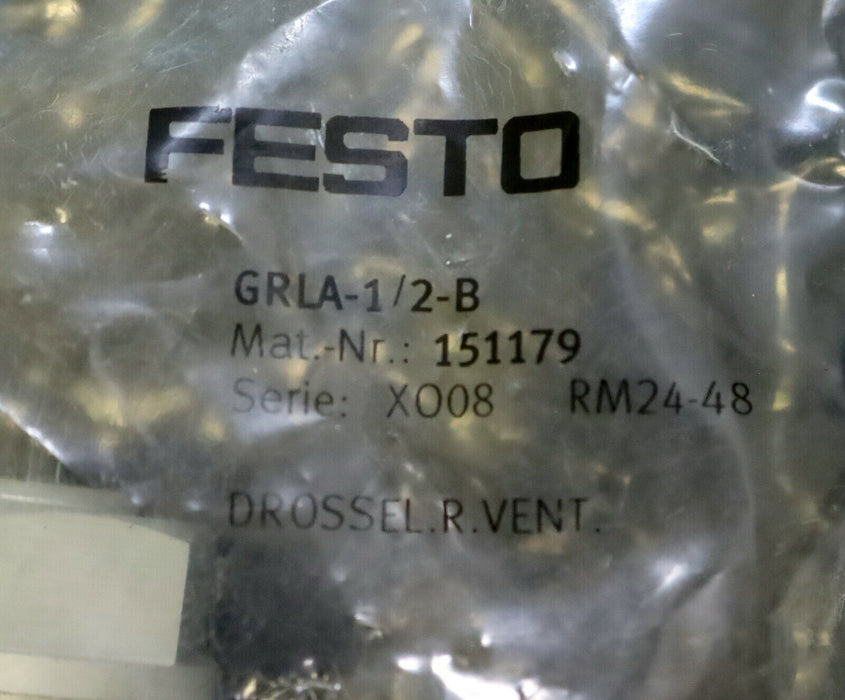 FESTO Drosselrückschlagventil One-way flow control valve GRLA-1/2-B Nr. 151179