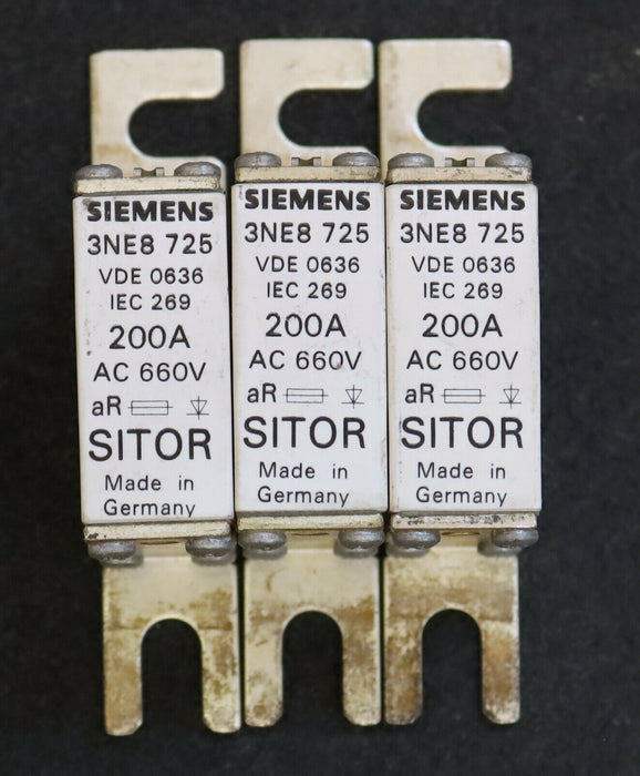 SIEMENS SITOR 3x Sicherungseinsatz fuse-link 3NE8 725 200A 660VAC aR