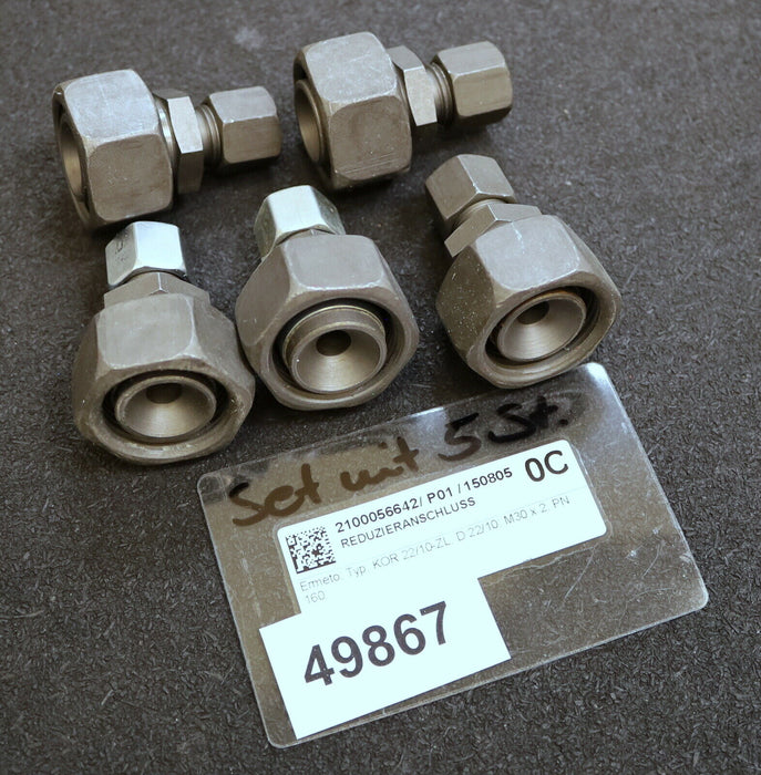 ERMETO 5x Konus-Reduzieranschluss KOR22/10-ZL mit M30x2 PN160 Material Stahl