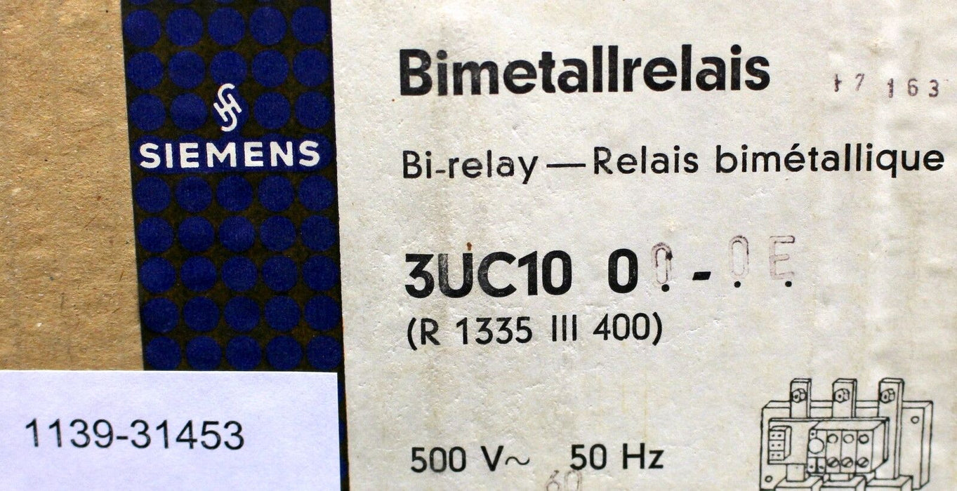 SIEMENS Bimetallrelais thermisch verzögertes Überlastrelais 3UC1000-0E - 30-60A