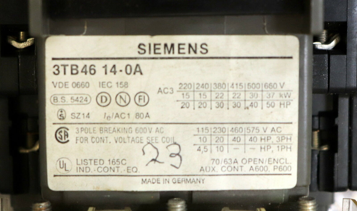 SIEMENS Leistungs-Schütz 3TB4614-0A Spulenspannung 220/264VDC 50/60Hz gebraucht