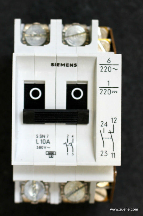 SIEMENS N-Einbauautomat N-circuit breaker 5SN7210 10A 2-polig L10A 380VAC