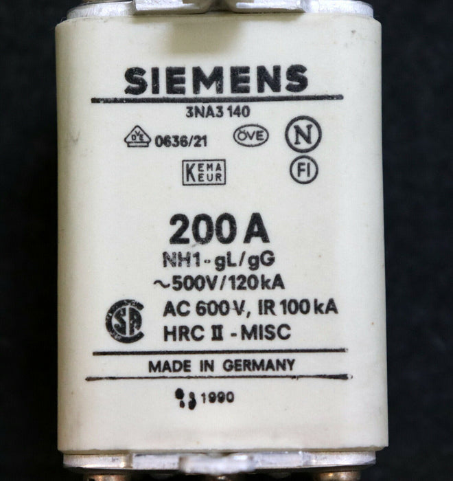 SIEMENS SITOR 8xSicherungseinsatz fuse-link 3NA3 140 200A HN1 500V 120kA 600VAC