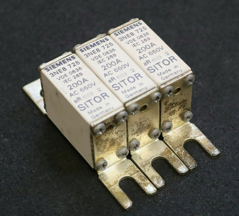 SIEMENS SITOR 3x Sicherungseinsatz fuse-link 3NE8 725 200A 660VAC aR