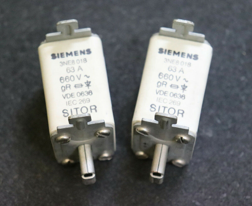 SIEMENS SITOR 2xSicherungseinsatz fuse-link 3NE3 018 63A 660VAC - gR