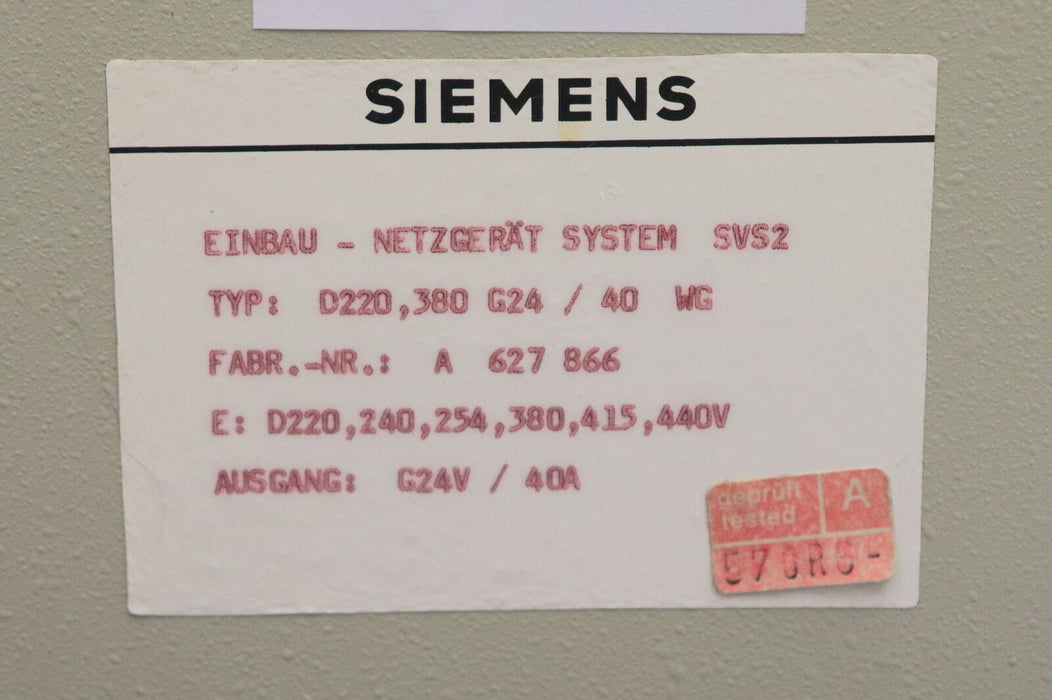 SIEMENS Einbau-Netzgerät SVS2 6EV1362-5BK Typ D220, 380 G24/40 WG Eingang D220