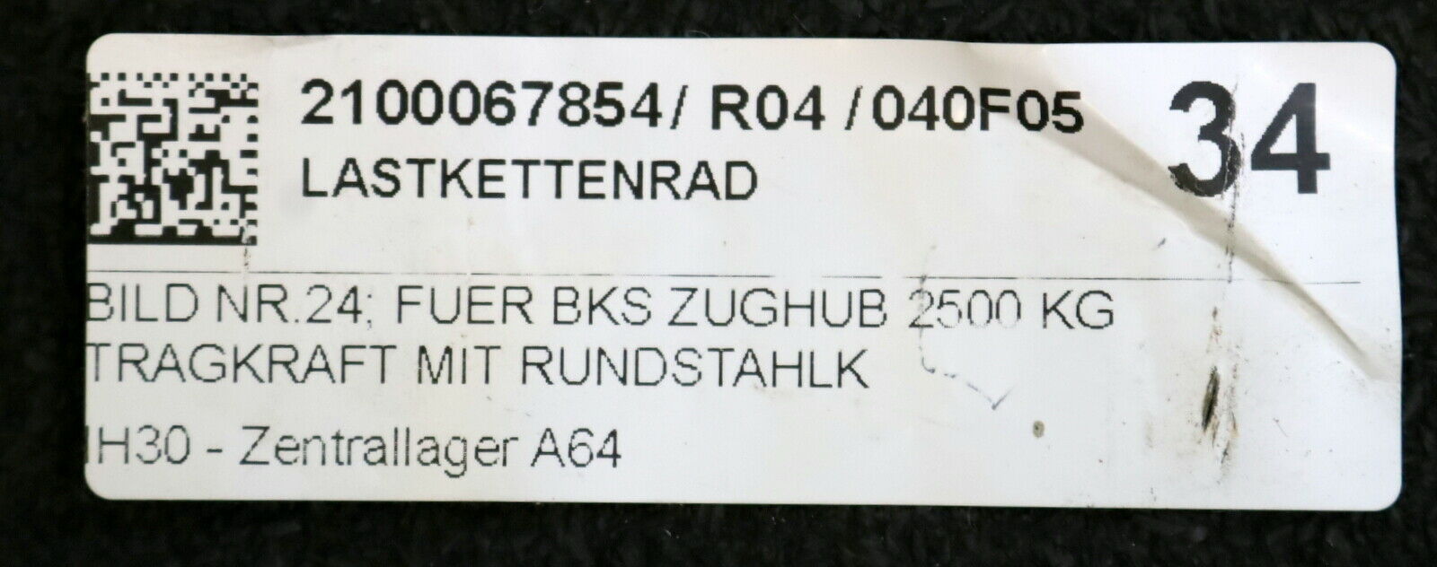 BKS Lastkettenrad mit 3 Taschen Nr. 0 103 807 für BKS Zughub 2500kg Tragkraft