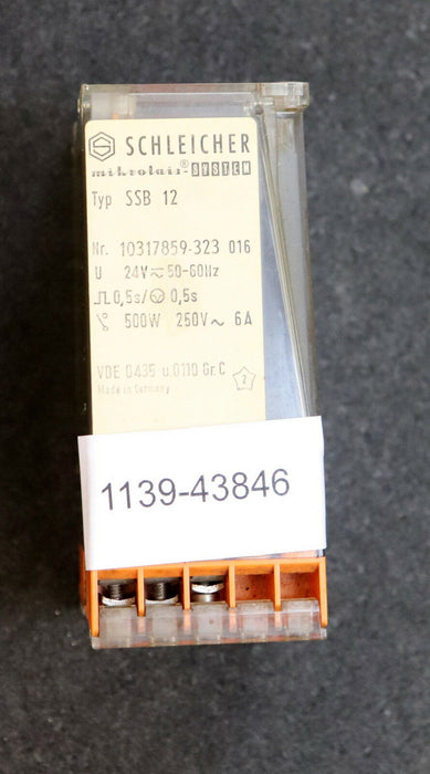 SCHLEICHER Zeitrelais SSB 12 Art.Nr. 10317859-323 016 U=24VAC/DC 50-60Hz 0,5sec