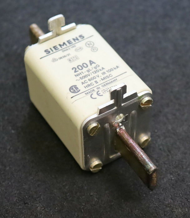 SIEMENS 3x Sicherungseinsatz fuse-link 3NA3 140 200A 600VAC Betriebsklasse gL/gG