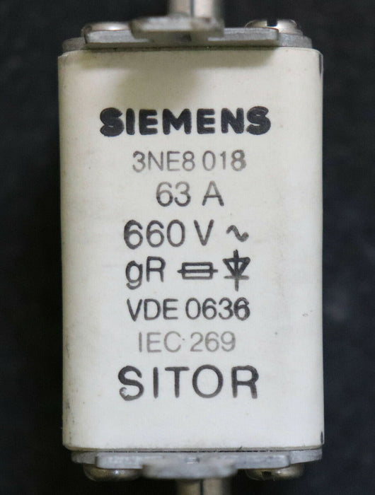 SIEMENS SITOR 2xSicherungseinsatz fuse-link 3NE3 018 63A 660VAC - gR