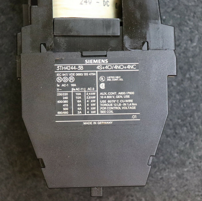 SIEMENS Leistungs-Schütz 3TH4244-3B Typ 44E Spulenspannung 24VDC 4S + 4Ö 4NO+4NC