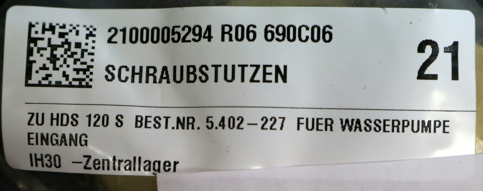 KÄRCHER Schraubstutzen 5.402-227.0 für HDS120 S für Wasserpumpe Messing