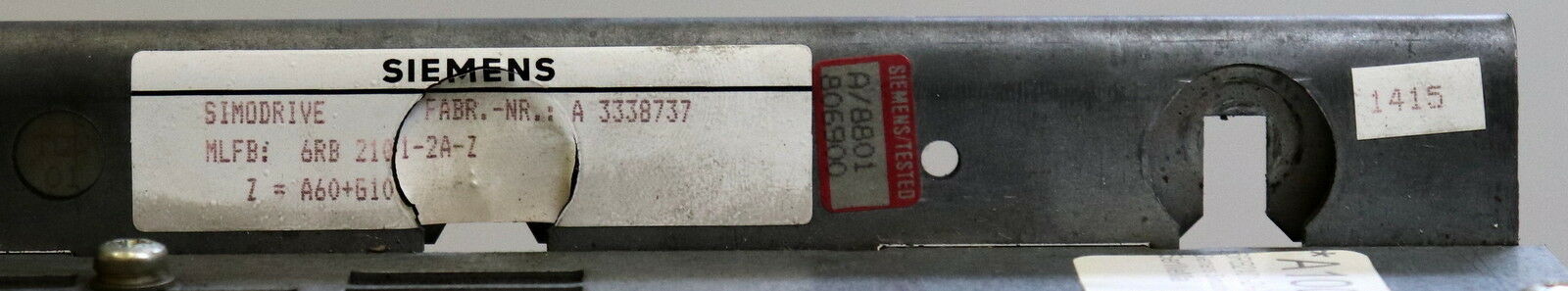 SIEMENS SIMODRIVE Umrichter-Rack 6RB2101-2A-Z A 3338737 Z = A60+G10 Rack ohne K