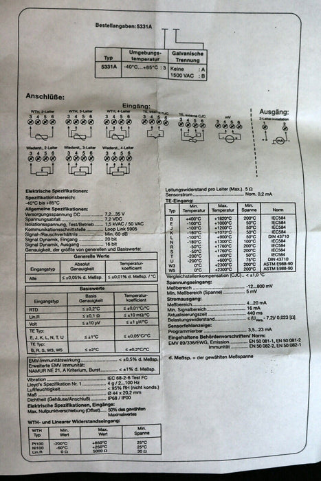 BAYER Messumformer Typ 5331A 0.500.10125 - unbenutzt