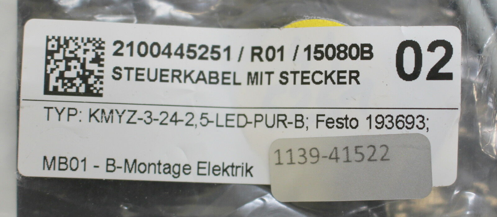 FESTO Steckdosenleitung KMYZ-3-24-2,5-LED-PUR-B Mat-Nr. 193693 Serie E713