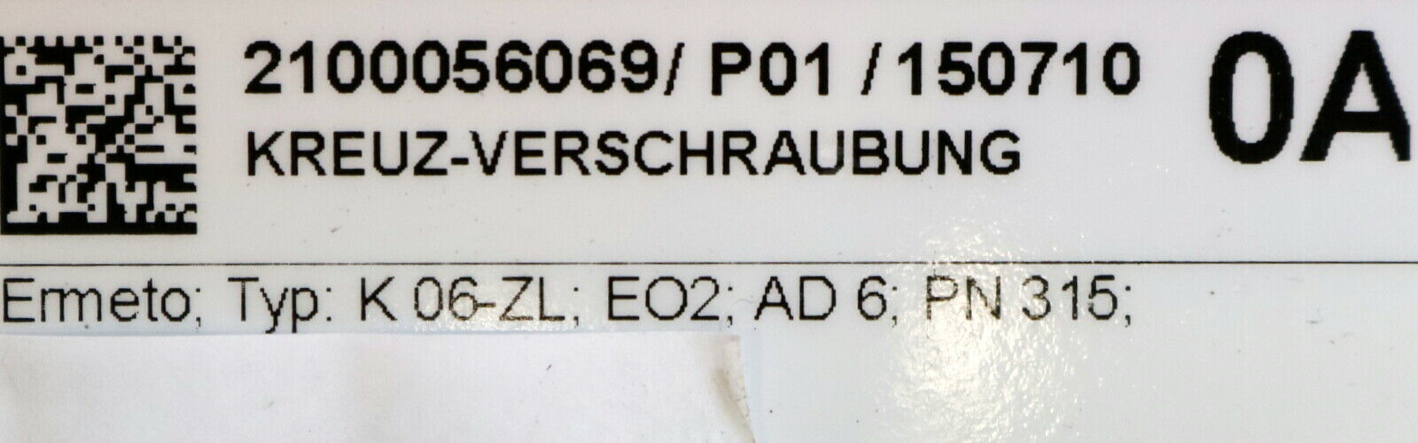 ERMETO 4x Kreuzverschraubung K06-ZL AußenØ 6mm PN315 Stahl unbenutzt 4 Stück