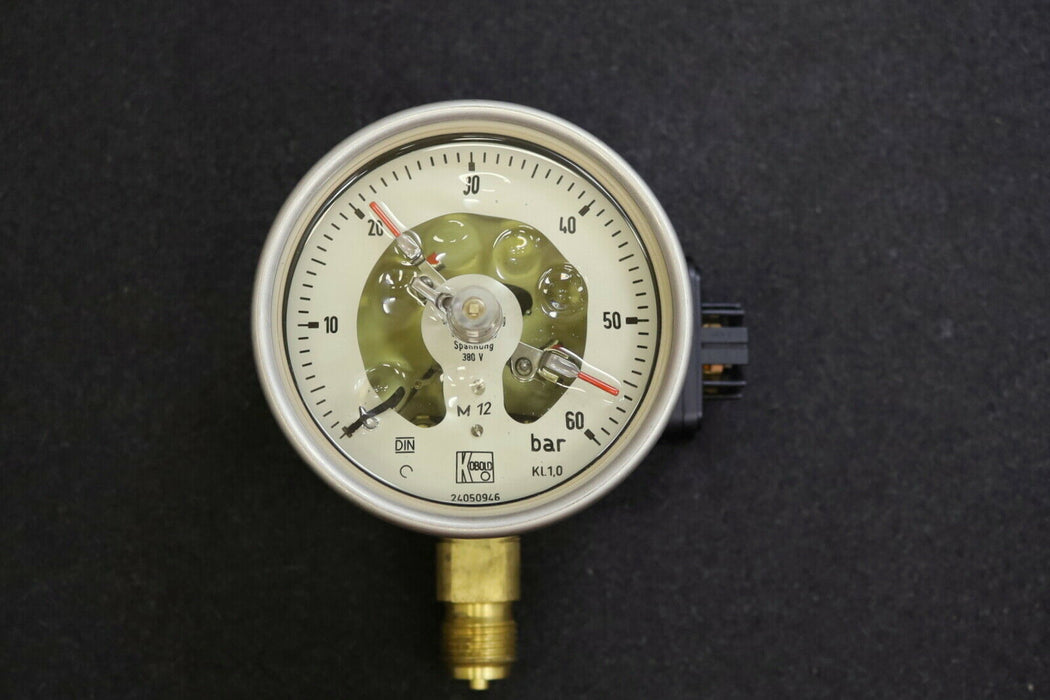 KOBOLD Rohrfeder-Manometer MAN-RF72/CM12 0-60bar Kl. 1,0 Kontakt M12