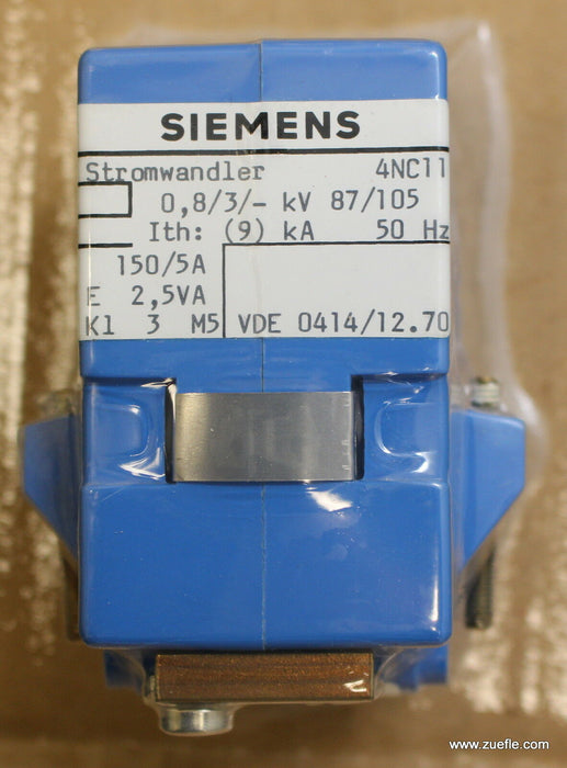 SIEMENS Stromwandler 4NC11 21 0,8/3 – 87/105kV Ith=9kA 50Hz 150V/5A E = 2,5VA Kl