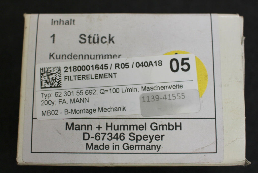 MANN + HUMMEL Filter 6230155692 Q=100l/min Maschenweite 200µm