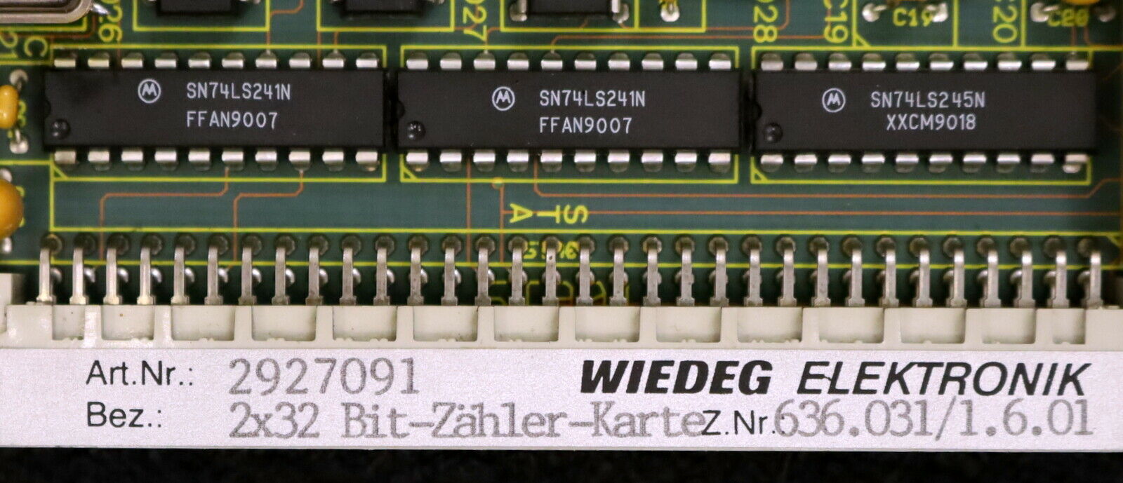 WIEDEG / KLINGELNBERG 2x32 Bit-Zähler-Karte Art.Nr. 2927091 Z.Nr. 636.015/1.6.01