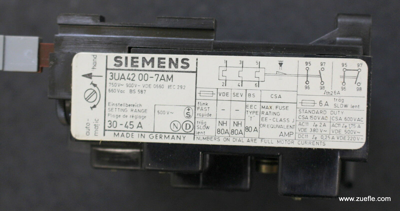 SIEMENS Überlastrelais overload relay 3UA4200-7AM 30-45A