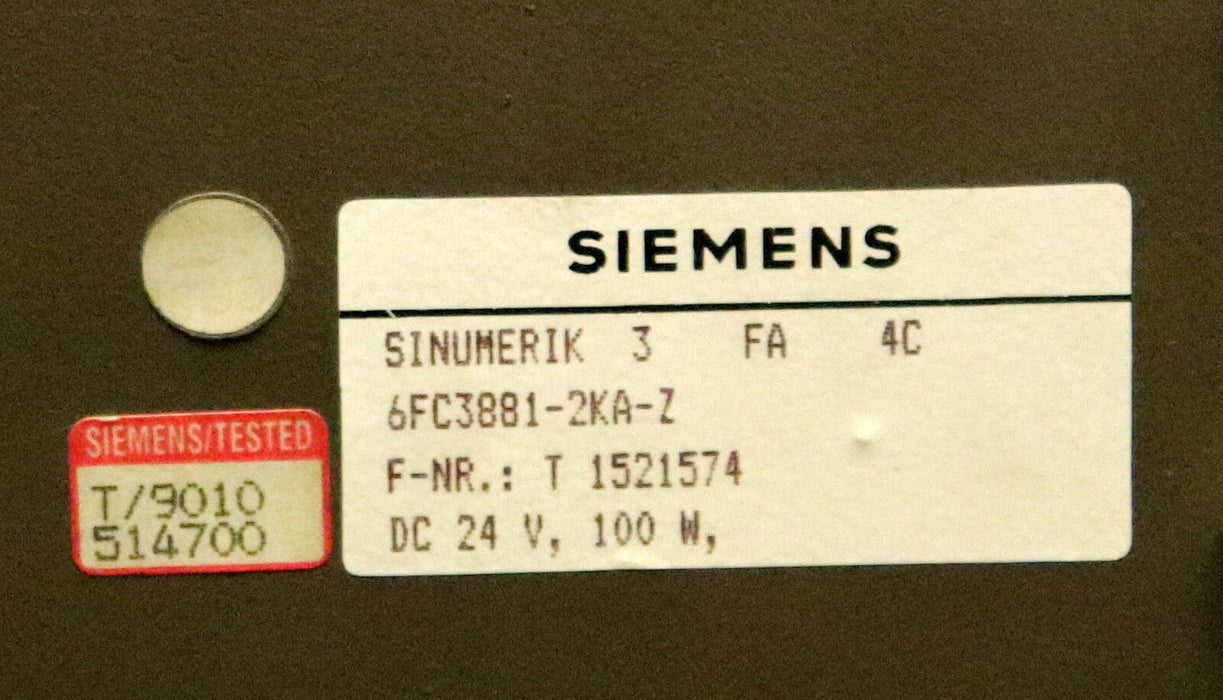 SIEMENS SINUMERIK 3FA4C 6FC3881-2KA-Z BGR-Träger 2 Zeiler mit 220V Lüftern