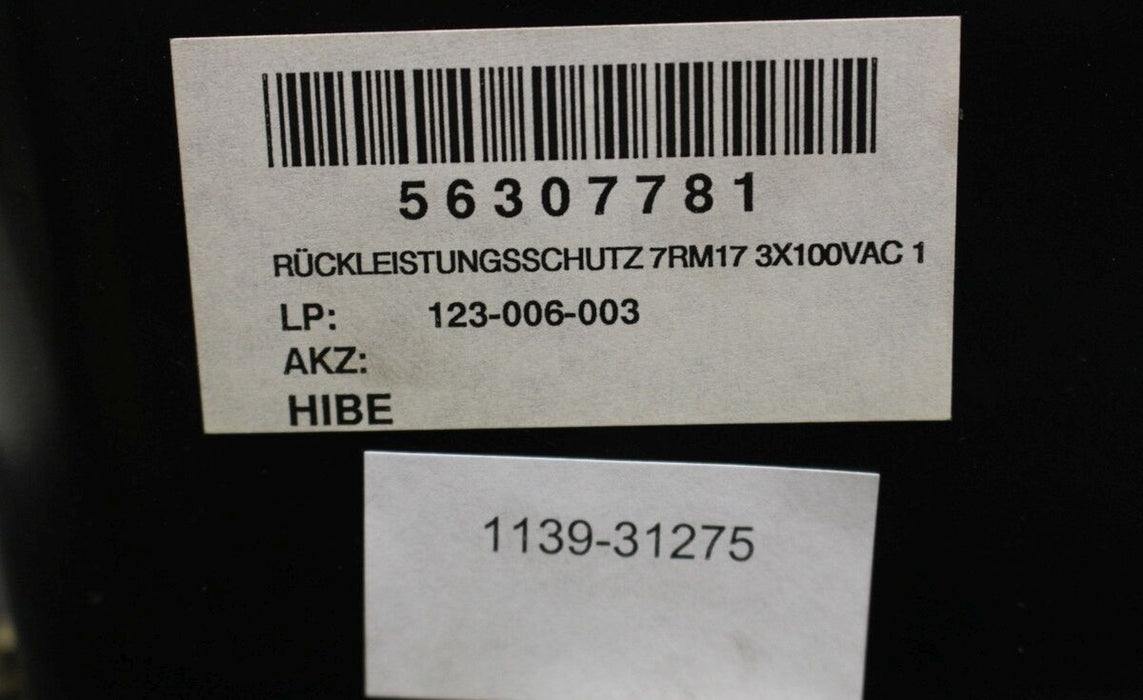 SIEMENS Dreiphasiger Rückleistungsschutz Typ: 7RM17 - 100VAC - Nr: 7RM1721-3AA