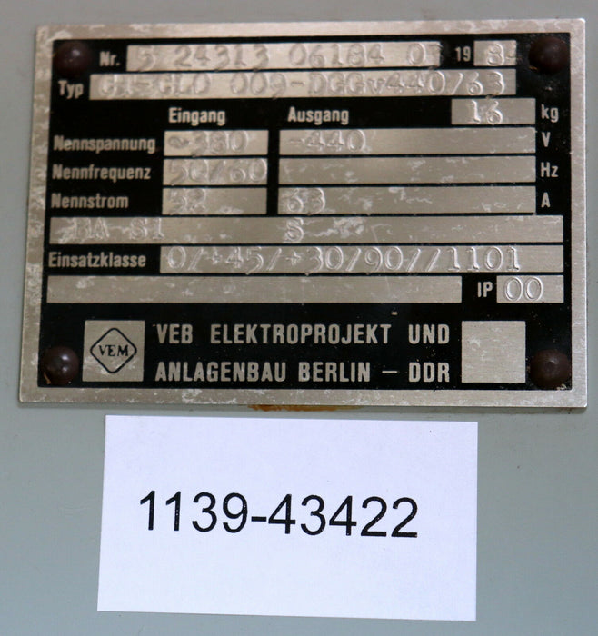 VEB EAB DDR Steuergerät ! 3 Boards fehlen ! Thyresch CT-CL0 009-DGKv 400/63 400V