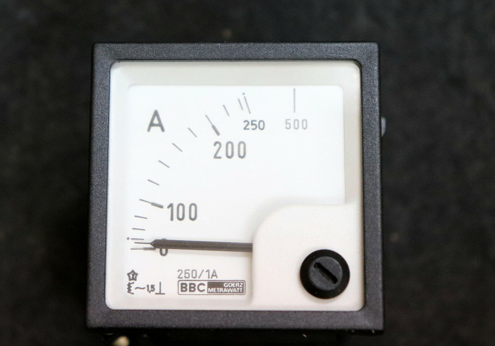 BBC GOERZ METRAWATT Strommesser EQ48 Wandler-Nennwert 250/1A Messanzeige 0-500A