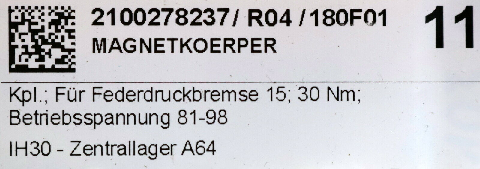 ABUS Magnetkörper komplett Art.Nr. 12658 für Federdruckbremse 15 30Nm 81-98 VDC