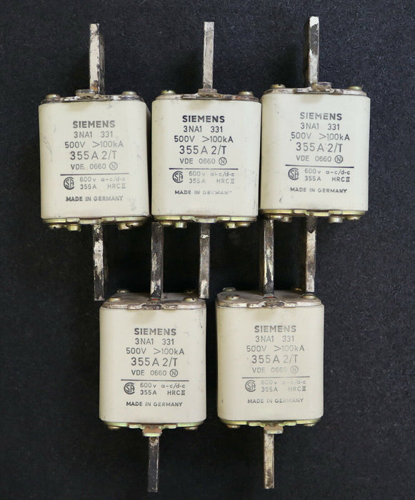 SIEMENS 5x Sicherungseinsatz fuse-link 3NA1 331 355A 2/T 600V A-C/D-C 500V 100kA