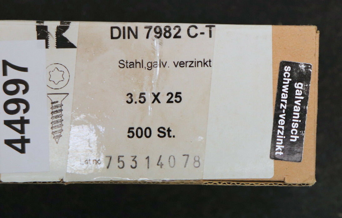 4500 Stück Senkblechschrauben 3.5x25 mm TOOLCRAFT 145309 T-Profil DIN 7982 Stahl