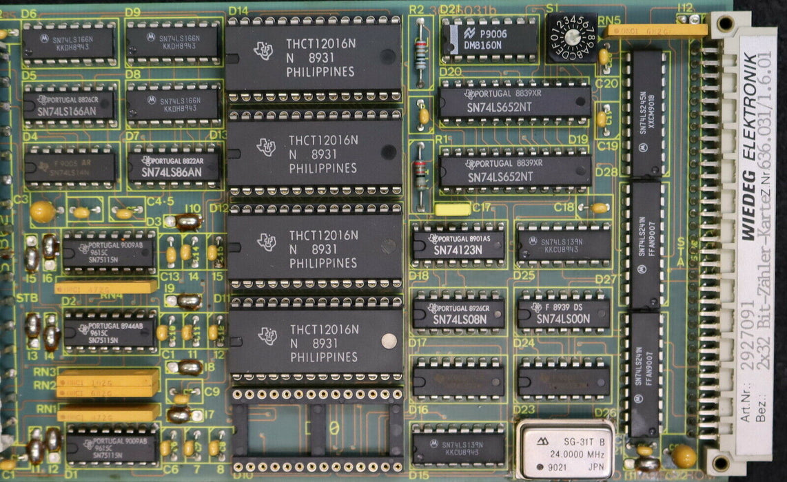 WIEDEG / KLINGELNBERG 2x32 Bit-Zähler-Karte Art.Nr. 2927091 Z.Nr. 636.015/1.6.01
