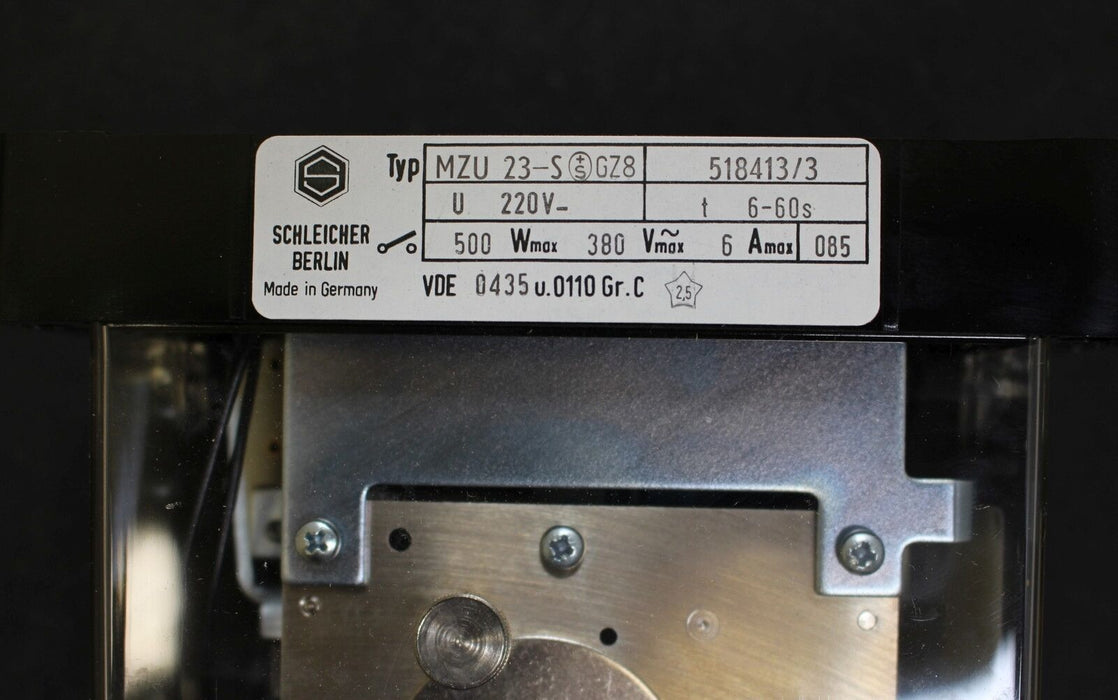 SCHLEICHER Präzisions-Zeitrelais MZU 23-S - GZ8 - 220V - t=6-60s - Nr. 518413/3