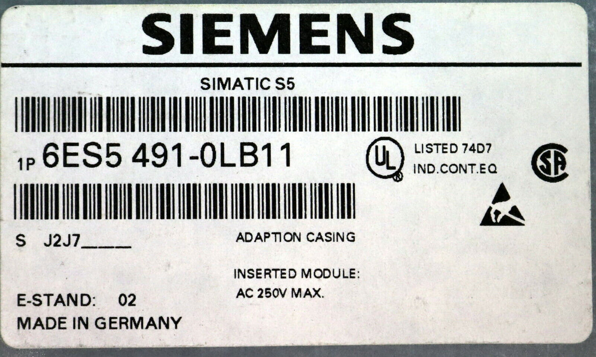 SIEMENS Speicherbaugruppe 6ES5516-3UA11 E-Stand: 2 +Steckgehäuse 6ES5491-0LB11