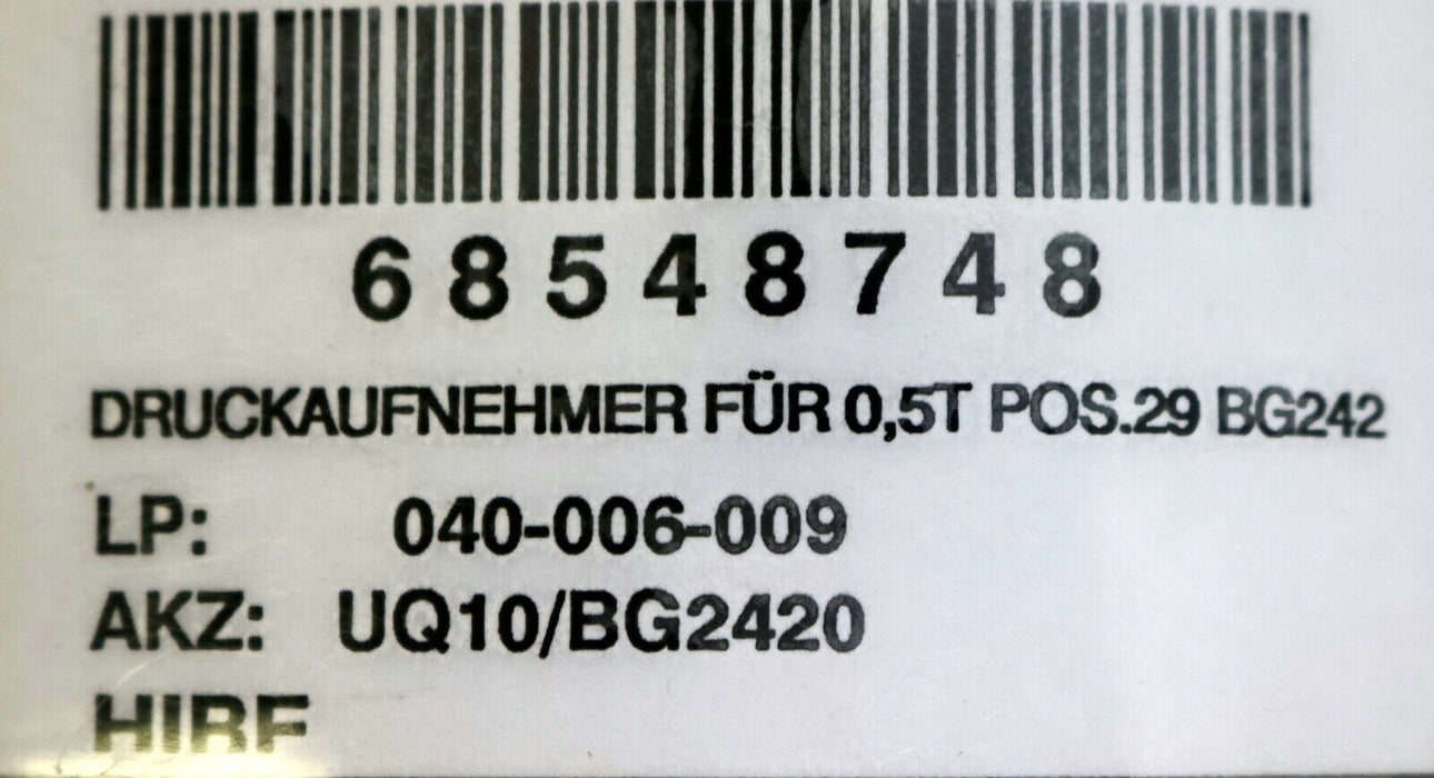 PAT Druckaufnehmer für 500kg 2-seitig BG2420 DK 073 963-9-001685 Nr.: 35 00 74