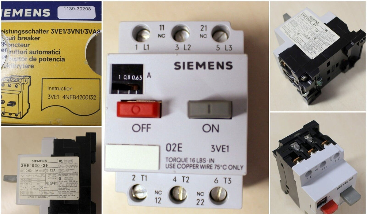 SIEMENS Leistungsschalter 3VE1030-2F 0,63-1A